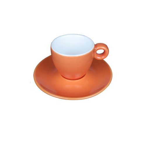 Bola espressokop en schotel met oranje buitenzijde laten bedrukken met je eigen logo